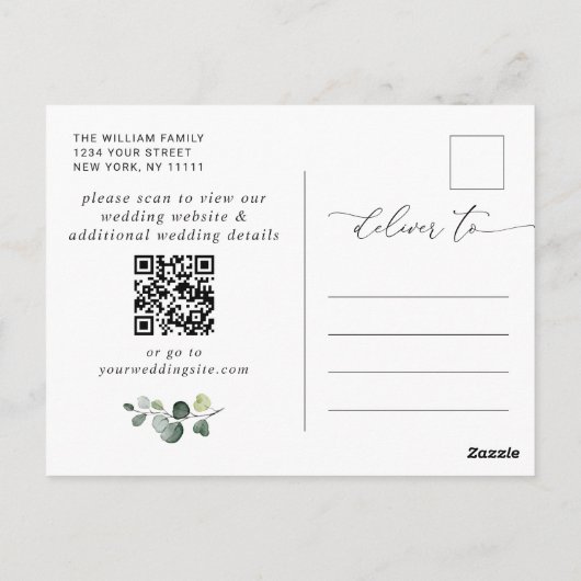 Elegant Sunflower Wedding Save the Date QR Code Briefkaart (Achterkant)