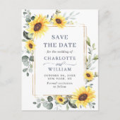 Elegant Sunflower Wedding Save the Date QR Code Briefkaart (Voorkant)