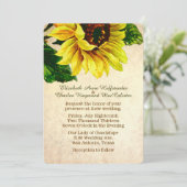 Elegant  Sunflower Wedding Uitnodiging (Staand voorkant)