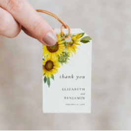 Elegant Sunflower Wedding Waterverf Bedankt Cadeaulabel