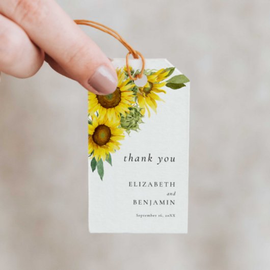 Elegant Sunflower Wedding Waterverf Bedankt Cadeaulabel