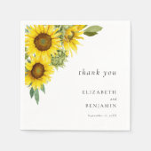Elegant Sunflower Wedding Waterverf Bedankt Servet (Voorkant)