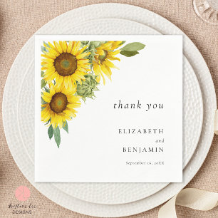 Elegant Sunflower Wedding Waterverf Bedankt Servet