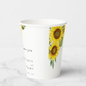 Elegant Sunflower Wedding Waterverf Gepersonalisee Papieren Bekers (Rechts)