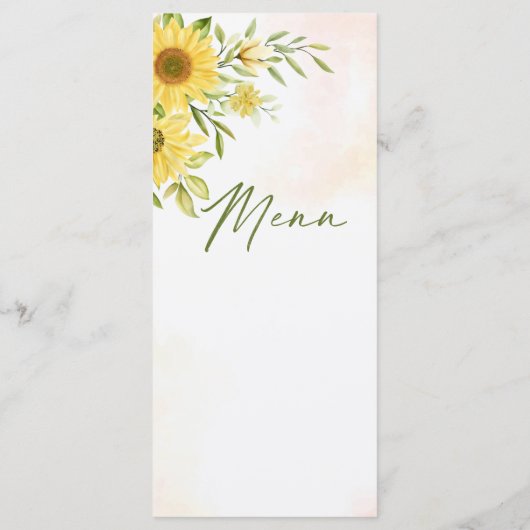 Elegant Sunflower Yellow Cute Floral Wedding Party Menu (Achterkant)