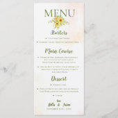 Elegant Sunflower Yellow Cute Floral Wedding Party Menu (Voorkant)