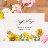 Elegant Sunflower Yellow Floral Shower Registry Notitiekaartje