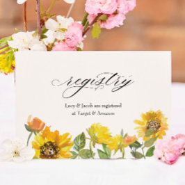Elegant Sunflower Yellow Floral Shower Registry Notitiekaartje
