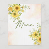 Elegant Sunflower Yellow Floral Wedding Party Menu