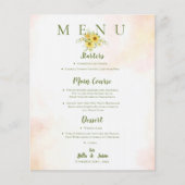 Elegant Sunflower Yellow Floral Wedding Party Menu (Voorkant)