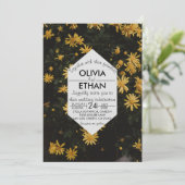 Elegant sunflower yellow photoWedding Invitation Kaart (Staand voorkant)