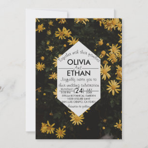 Elegant sunflower yellow photoWedding Invitation Kaart