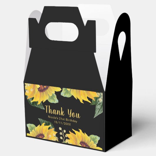 Elegant Sunflowers and Foliage Birthday Party Bedankdoosjes (Geopend)