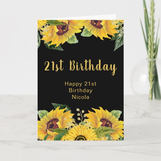 Elegant Sunflowers and Foliage Birthday Party Kaart (Voorkant)