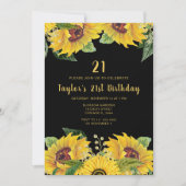 Elegant Sunflowers and Foliage Birthday Party Kaart (Voorkant)