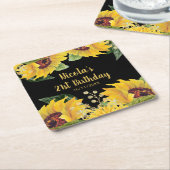 Elegant Sunflowers and Foliage Birthday Party Kartonnen Onderzetters (Schuin)