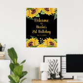 Elegant Sunflowers and Foliage Birthday Party Poster (Thuiskantoor)