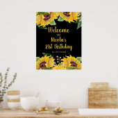 Elegant Sunflowers and Foliage Birthday Party Poster (Keuken)