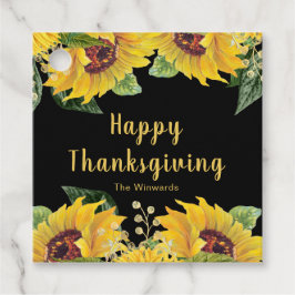 Elegant Sunflowers and Foliage Thanksgiving Party Bedankjes Labels