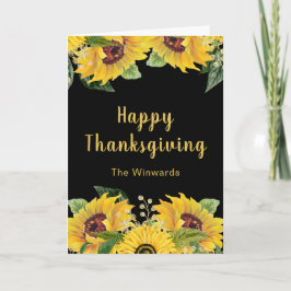 Elegant Sunflowers and Foliage Thanksgiving Party Feestdagen Kaart