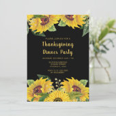 Elegant Sunflowers and Foliage Thanksgiving Party Kaart (Staand voorkant)
