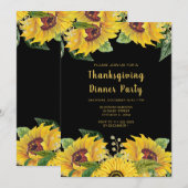 Elegant Sunflowers and Foliage Thanksgiving Party Kaart (Voorkant / Achterkant)