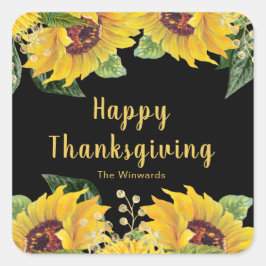 Elegant Sunflowers and Foliage Thanksgiving Party Vierkante Sticker