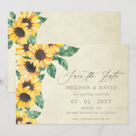 Elegant Sunflowers Garden Floral Save the Date Aankondiging
