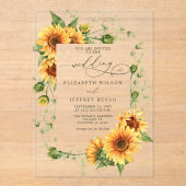 Elegant Sunflowers Garden Floral Wedding Acryl Uitnodigingen (Voorkant)