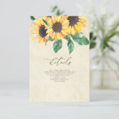 Elegant Sunflowers Garden Floral Wedding  Informatiekaartje (Staand voorkant)