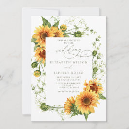 Elegant Sunflowers Garden Floral Wedding Kaart