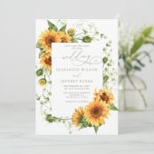 Elegant Sunflowers Garden Floral Wedding Kaart (Staand voorkant)