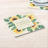 Elegant Sunflowers Garden Floral Wedding Kartonnen Onderzetters (Schuin)