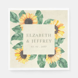 Elegant Sunflowers Garden Floral Wedding Servet
