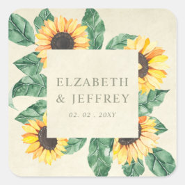 Elegant Sunflowers Garden Floral Wedding Vierkante Sticker