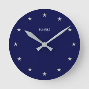 Elegant Sunrise Stars op Navy Blue Ronde Klok