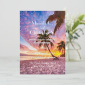 Elegant Sunset Beach and Stars Summer Wedding Kaart (Staand voorkant)