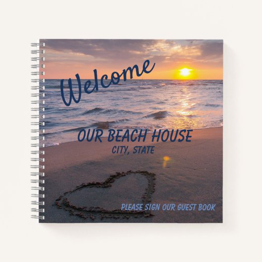 Elegant Sunset Beach Guest Book Spiral Notitieboek (Voorkant)