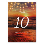 Elegant Sunset Beach Lights Summer Wedding Kaart (Voorkant)
