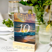 Elegant Sunset Beach Lights Summer Wedding Kaart