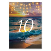 Elegant Sunset Beach Lights Summer Wedding Kaart (Voorkant)