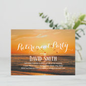 Elegant Sunset Beach Retirement Party Kaart (Staand voorkant)