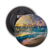 Elegant Sunset Beach String Lights Summer Wedding Button Flesopener (Voorkant)