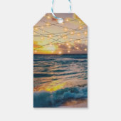 Elegant Sunset Beach String Lights Summer Wedding Cadeaulabel (Achterkant)