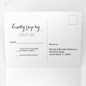 Elegant Sunset Beach String Lights Summer Wedding Drieluik Uitnodiging (Binnenzijde eerst)