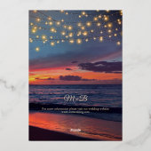 Elegant Sunset Beach String Lights Summer Wedding Folie Uitnodiging (Achterkant)