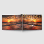 Elegant Sunset Beach String Lights Summer Wedding Gastenboek (Volledig)