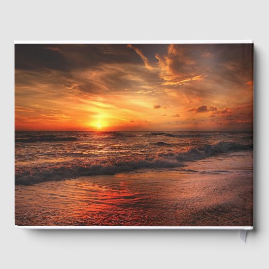 Elegant Sunset Beach String Lights Summer Wedding Gastenboek (Achterkant)