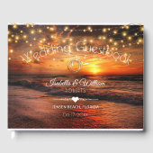 Elegant Sunset Beach String Lights Summer Wedding Gastenboek (Voorkant)