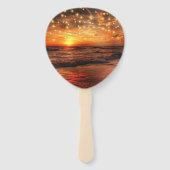 Elegant Sunset Beach String Lights Summer Wedding Handwaaier (Achterkant)
